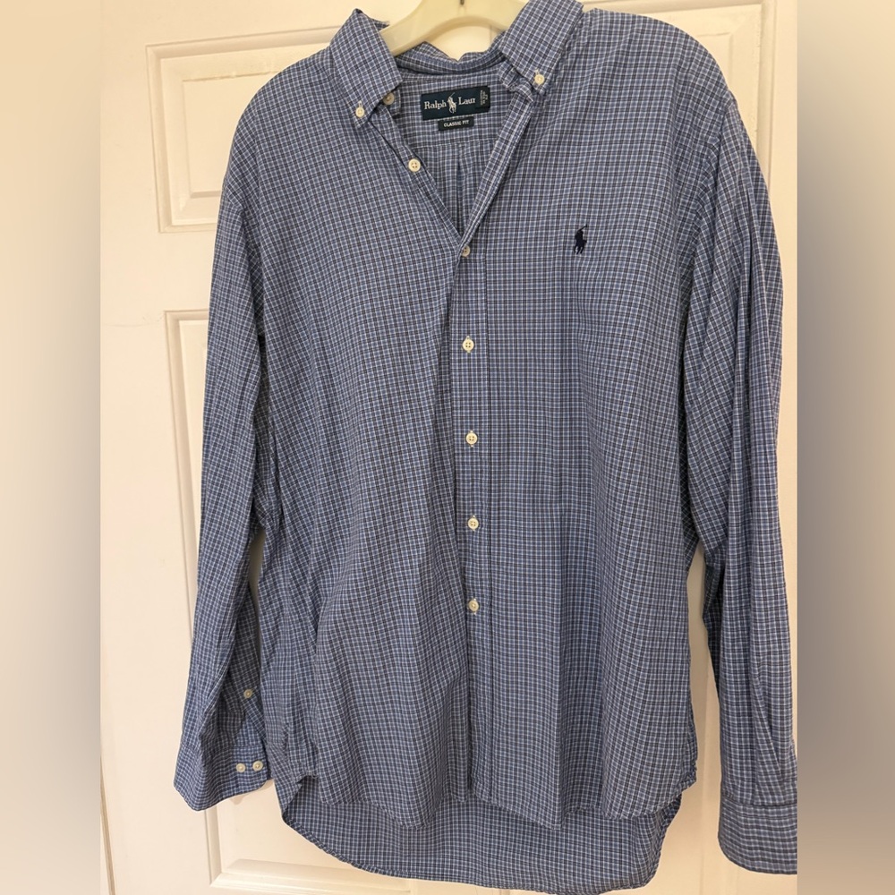 Ralph Lauren Men's Navy Plaid Button-Down Shirt